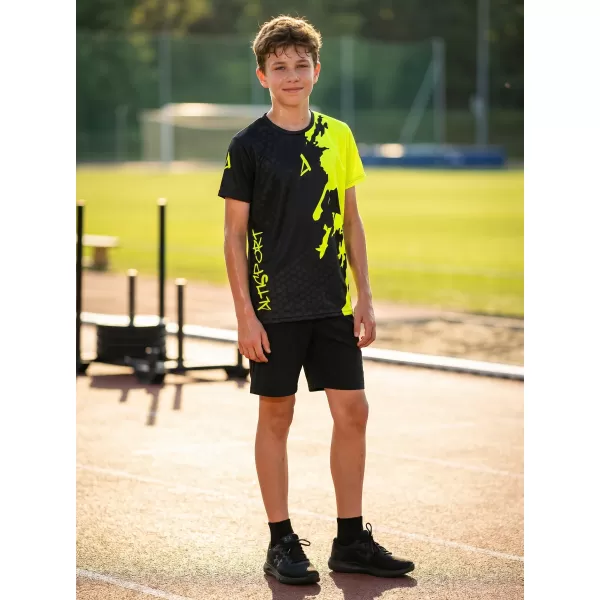  Dětské funkční triko premium ALTISPORT VOJ/ALM112TR01 ČERNÁ-FLUO YELLOW 
