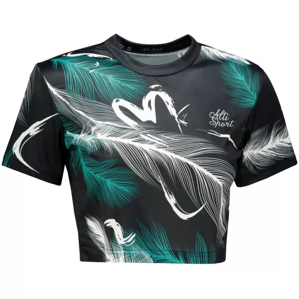  Dámský crop top premium ALTISPORT VOJ/ALW001TR07 ČERNÁ/TYRKYSOVÁ 
