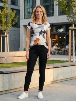 Dámské volnočasové triko premium ALTISPORT VOJ/ALW117TR06 ČERNÁ/ORANŽOVÁ