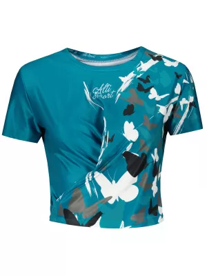 Dámský funkční crop top premium ALTISPORT VOJ/ALW022TR07 PETROLEJOVÁ