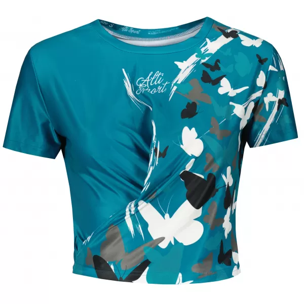  Dámský funkční crop top premium ALTISPORT VOJ/ALW022TR07 PETROLEJOVÁ 