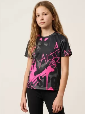 Dětské funkční triko premium ALTISPORT VOJ/ALK076TR01 ČERNÁ/FLUO RŮŽOVÁ
