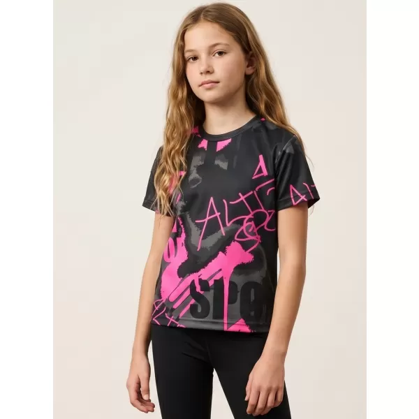  Dětské funkční triko premium ALTISPORT VOJ/ALK076TR01 ČERNÁ/FLUO RŮŽOVÁ 