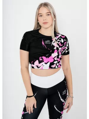 Dámský funkční crop top premium ALTISPORT VOJ/ALW022TR07 ČERNORŮŽOVÁ