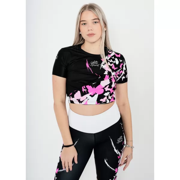  Dámský funkční crop top premium ALTISPORT VOJ/ALW022TR07 ČERNORŮŽOVÁ 