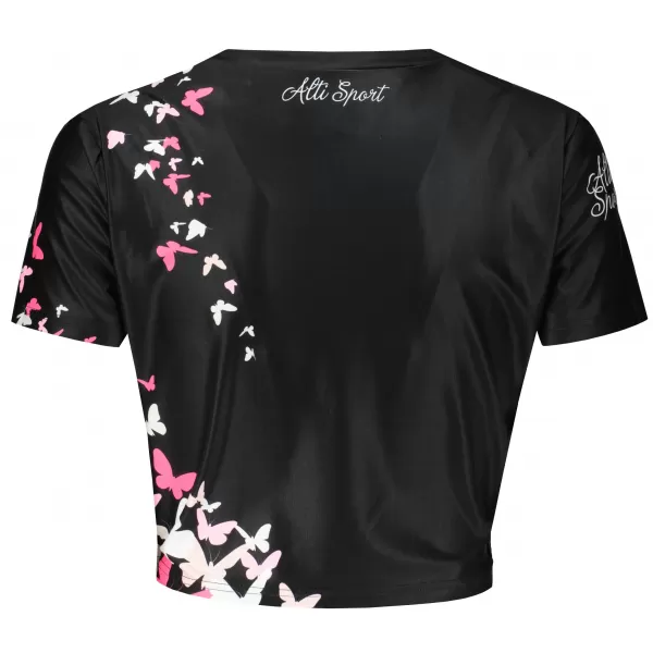  Dámský funkční crop top premium ALTISPORT VOJ/ALW022TR07 ČERNORŮŽOVÁ 
