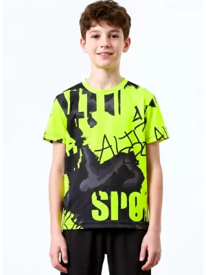 Dětské funkční triko premium ALTISPORT VOJ/ALK076TR01 ČERNÁ/FLUO ŽLUTÁ