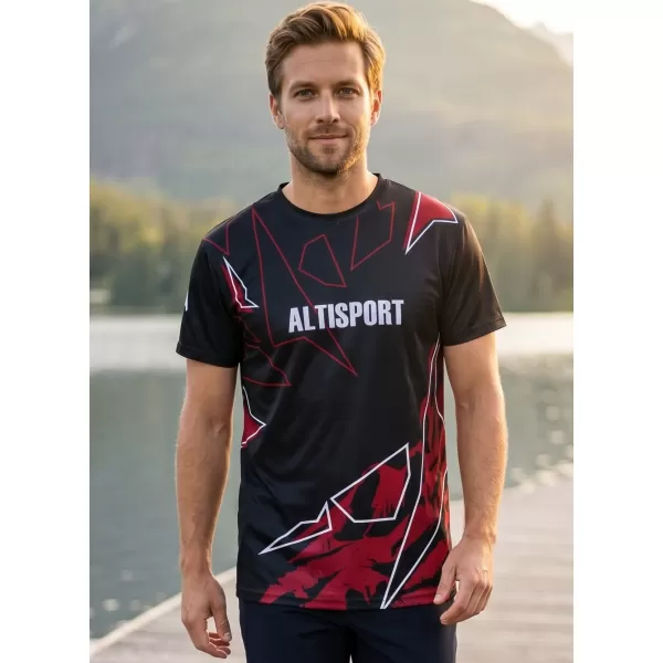  Pánské volnočasové triko premium ALTISPORT VOJ/ALM123TR06 ČERNO-ČERVENÁ 