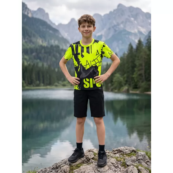  Dětské funkční triko premium ALTISPORT VOJ/ALK076TR01 ČERNÁ/FLUO ŽLUTÁ 