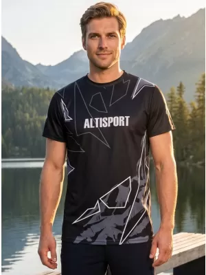 Pánské volnočasové triko premium ALTISPORT VOJ/ALM123TR06 ČERNO-BÍLÁ
