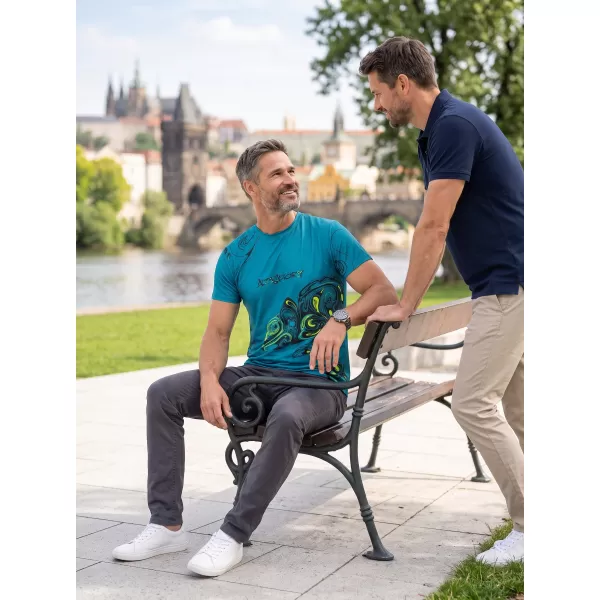  Pánské volnočasové triko premium ALTISPORT VOJ/ALM122TR06 PETROLEJOVÁ 