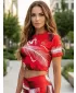 Dámský crop top premium ALTISPORT VOJ/ALW001TR07 ČERVENÁ