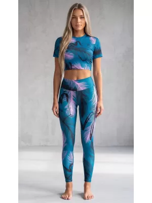 Dámský crop top premium ALTISPORT VOJ/ALW001TR07 PETROLEJOVÁ/SVĚTLE RŮŽOVÁ PETROLEJOVÁ/SVĚTLE RŮŽOVÁ