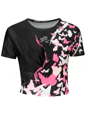 Dámský funkční crop top premium ALTISPORT VOJ/ALW022TR07 ČERNORŮŽOVÁ