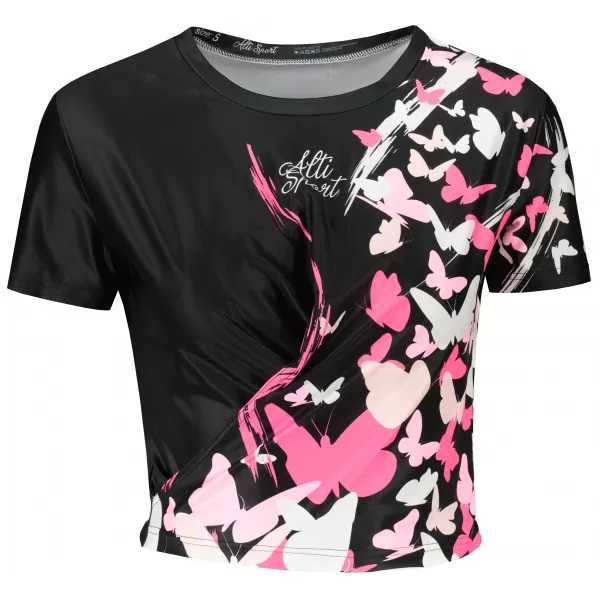  Dámský funkční crop top premium ALTISPORT VOJ/ALW022TR07 ČERNORŮŽOVÁ 