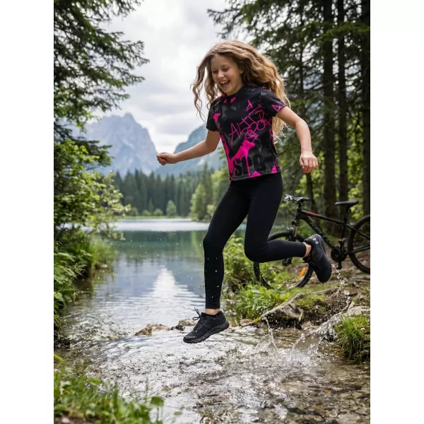  Dětské funkční triko premium ALTISPORT VOJ/ALK076TR01 ČERNÁ/FLUO RŮŽOVÁ 