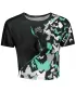 Dámský funkční crop top premium ALTISPORT VOJ/ALW022TR07 ČERNÁ/TYRKYSOVÁ
