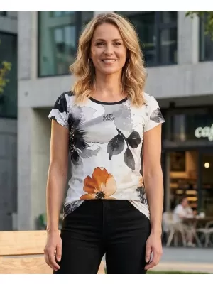 Dámské volnočasové triko premium ALTISPORT VOJ/ALW117TR06 ČERNÁ/ORANŽOVÁ