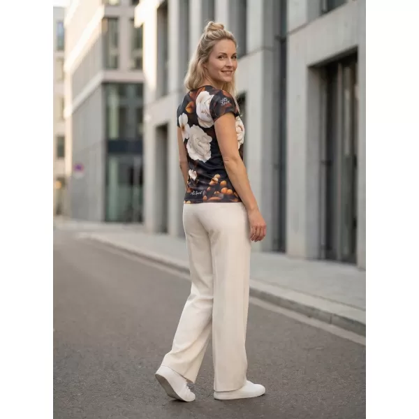  Dámské volnočasové triko premium ALTISPORT VOJ/ALW097TR06 BÍLÁ/ORANGE/KVĚTY 