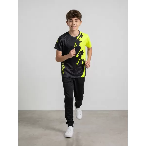  Dětské funkční triko premium ALTISPORT VOJ/ALM112TR01 ČERNÁ-FLUO YELLOW 