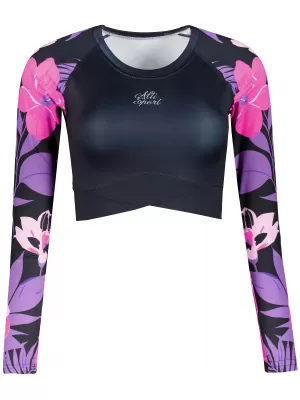 Dámský funkční crop top premium ALTISPORT VOJ/ALW115TR04 FIALOVÁ-ČERNÁ