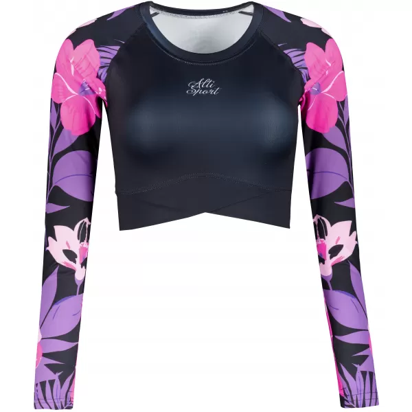  Dámský funkční crop top premium ALTISPORT VOJ/ALW115TR04 FIALOVÁ-ČERNÁ 
