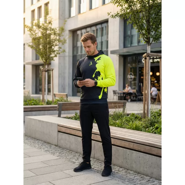 Pánská funkční mikina premium ALTISPORT VOJ/ALM112MI01 ČERNÁ-FLUO YELLOW 