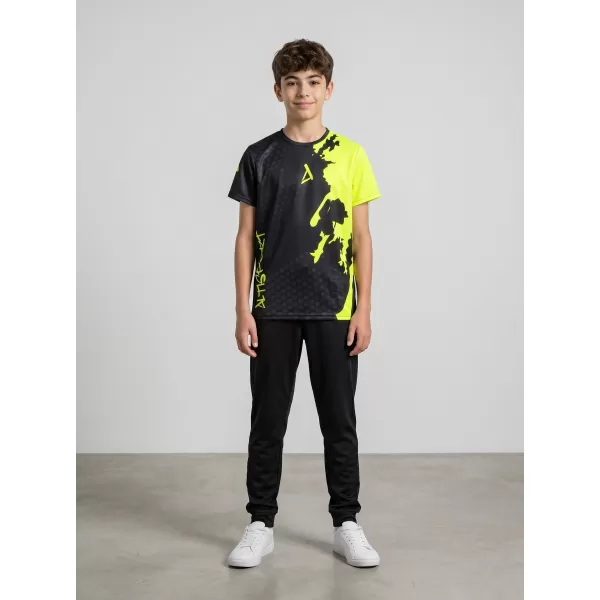  Dětské funkční triko premium ALTISPORT VOJ/ALM112TR01 ČERNÁ-FLUO YELLOW 