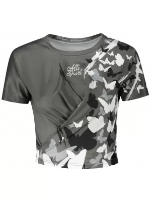 Dámský funkční crop top premium ALTISPORT VOJ/ALW022TR07 ŠEDÁ