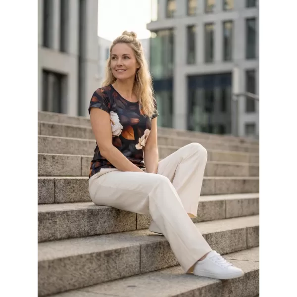  Dámské volnočasové triko premium ALTISPORT VOJ/ALW097TR06 BÍLÁ/ORANGE/KVĚTY 