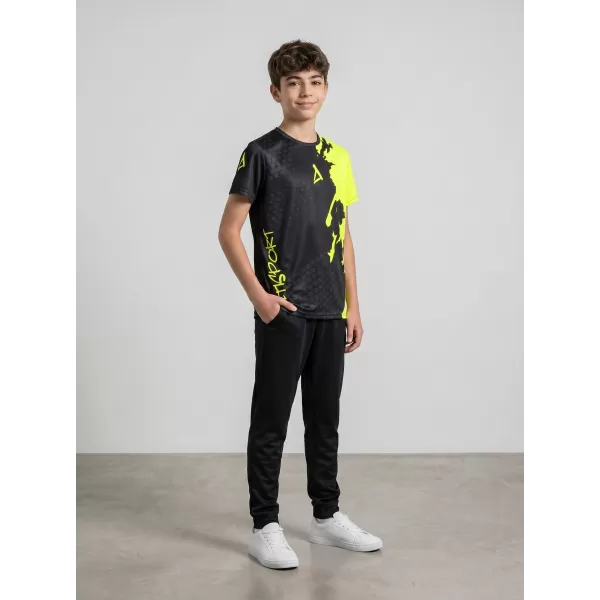  Dětské funkční triko premium ALTISPORT VOJ/ALM112TR01 ČERNÁ-FLUO YELLOW 