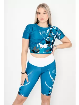 Dámský funkční crop top premium ALTISPORT VOJ/ALW022TR07 PETROLEJOVÁ