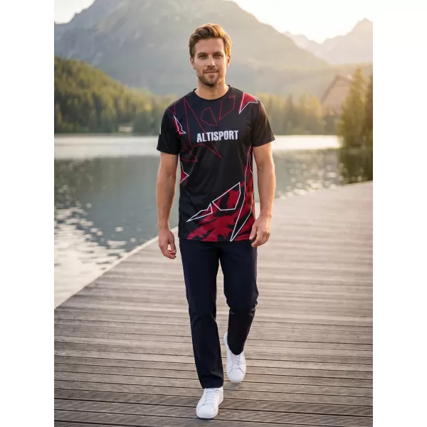  Pánské volnočasové triko premium ALTISPORT VOJ/ALM123TR06 ČERNO-ČERVENÁ 