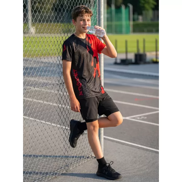  Dětské funkční triko premium ALTISPORT VOJ/ALM112TR01 ČERNÁ-ČERVENÁ 