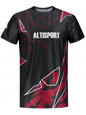 Pánské volnočasové triko premium ALTISPORT VOJ/ALM123TR06 ČERNO-ČERVENÁ