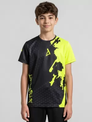 Dětské funkční triko premium ALTISPORT VOJ/ALM112TR01 ČERNÁ-FLUO YELLOW
