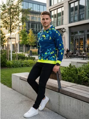 Pánská funkční mikina premium ALTISPORT VOJ/ALM108MI01 NAVY-NEON ŽLUTÁ