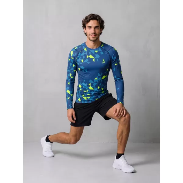  Pánské funkční kompresní triko premium ALTISPORT VOJ/ALM108TR03 NAVY-NEON ŽLUTÁ 
