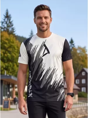 Pánské funkční triko premium ALTISPORT VOJ/ALM006TR01 ČERNÁ/SLONOVÁ KOST