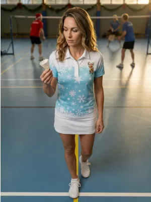 Dámské vánoční triko s límečkem premium ALTISPORT VOJ/ALWVN3TR05 MODRÁ
