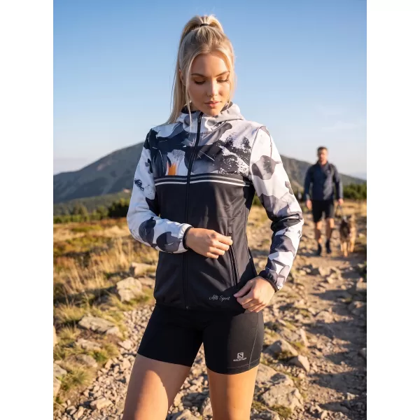  Dámská softshellová bunda premium ALTISPORT VOJ/ALW117JACK01 ČERNÁ/ORANŽOVÁ 