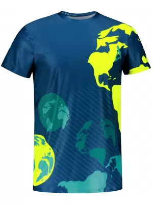 Pánské volnočasové triko premium ALTISPORT VOJ/ALM130TR06 NAVY-FLUO YELLOW