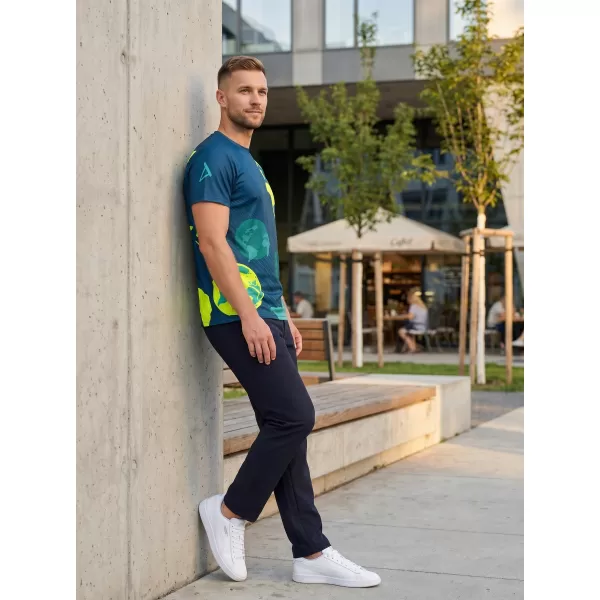  Pánské volnočasové triko premium ALTISPORT VOJ/ALM130TR06 NAVY-FLUO YELLOW 