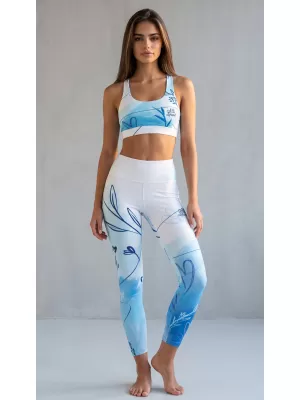 Dámské dlouhé legíny premium (nové velikosti) ALTISPORT VOJ/ALW083LEG05 BÍLOMODRÁ
