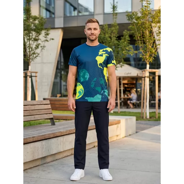  Pánské volnočasové triko premium ALTISPORT VOJ/ALM130TR06 NAVY-FLUO YELLOW 