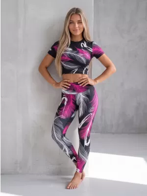 Dámské dlouhé legíny premium (nové velikosti) ALTISPORT VOJ/ALW001LEG05 černá/růžová