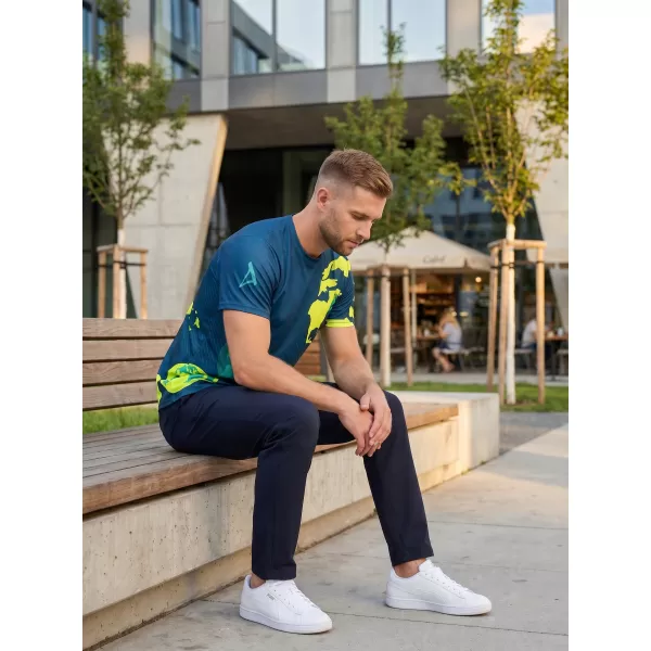  Pánské volnočasové triko premium ALTISPORT VOJ/ALM130TR06 NAVY-FLUO YELLOW 