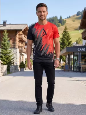 Pánské funkční triko premium ALTISPORT VOJ/ALM006TR01 ČERNOČERVENÁ