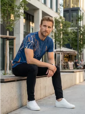 Pánské triko premium ALTISPORT VOJ/ALM004TR01 NAVY/HNĚDÁ