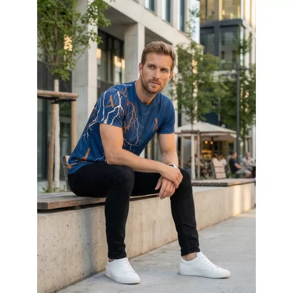  Pánské triko premium ALTISPORT VOJ/ALM004TR01 NAVY/HNĚDÁ 